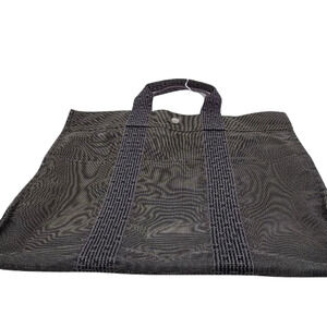 Hermes Fourre Tout Cabas Gray Canvas Tote Bag